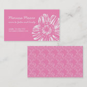 ピンクカードの白い花 コーリングカード (正面/裏面)