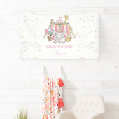 ピンクカーニバルサーカスキッズバースデーパーティー 横断幕 (インサイチュ)