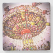 ピンクカーニバルスイングライド写真はっきりしたヴィンテージレトロ ストーンコースター (正面)