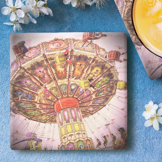 ピンクカーニバルスイングライド写真はっきりしたヴィンテージレトロ ストーンコースター