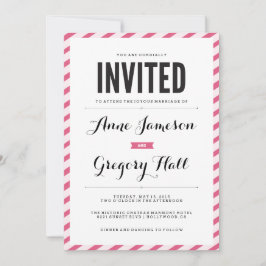 ピンクカーニバルストライプ結婚式招待状 招待状