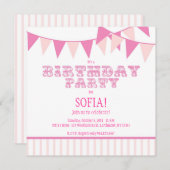 ピンクカーニバルバースデーパーティ招待状 招待状 (正面/裏面)
