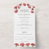 ピンクカーネーションズラックスモダンフローラカスタム オールインワン招待状 (内側)