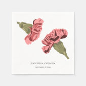 ピンクカーネーションズラモダンックス結婚フローラ スタンダードカクテルナプキン (正面)