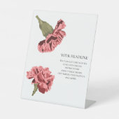 ピンクカーネーションズラモダンックス結婚フローラ 台座サイン (正面)