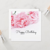 ピンクカーネーションフラワーハッピーバースデー カード (正面/裏面インサイチュ)