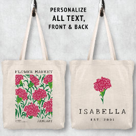 ピンクカーネーションフローラ1月誕生花市場 トートバッグ