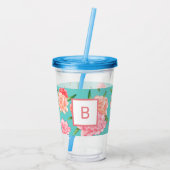 ピンクカーネーションプリントモノグラム アクリルタンブラー (裏面)