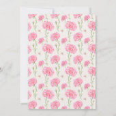 ピンクカーネーションベビーイン開花シャワー招待状 招待状 (裏面)