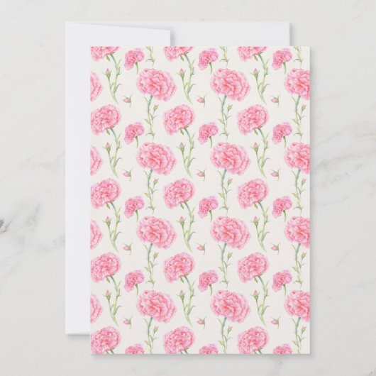 ピンクカーネーションベビーイン開花シャワー招待状 招待状 (裏面)