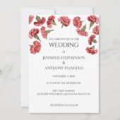 ピンクカーネーションモダンフローラカスタム 招待状 (正面)