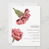 ピンクカーネーションモダンフローラカスタム 招待状 (正面)