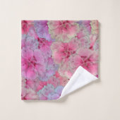 ピンクカーネーションヴィンテージスタイル バスタオルセット (ウォッシュタオル)