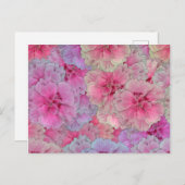 ピンクカーネーションヴィンテージスタイル ポストカード (正面/裏面)