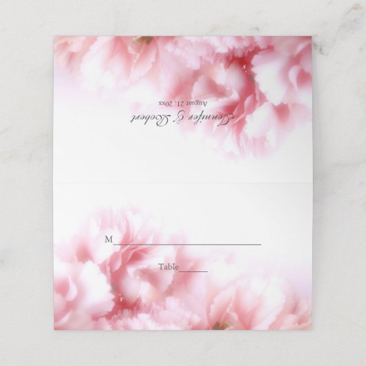ピンクカーネーション結婚ズ折り畳み座席表 プレイスカード (外部開封)