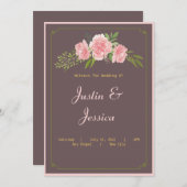 ピンクカーネーション結婚式招待状 招待状 (正面/裏面)