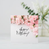 ピンクカーネーション花ハッピーバースデーカード カード (スタンド正面)