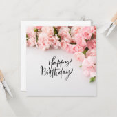 ピンクカーネーション花ハッピーバースデーカード カード (正面/裏面インサイチュ)
