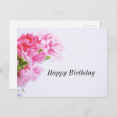 ピンクカーネーション花ハッピーバースデー葉書 ポストカード (正面/裏面)