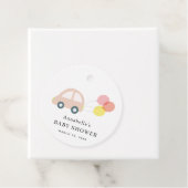 ピンクカーバルーン白い女の子ベビーシャワー フェイバータグ (インサイチュ)