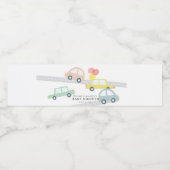 ピンクカーバルーン白い女の子ベビーシャワー ペットボトルラベル (シングルラベル)