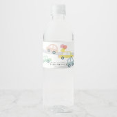 ピンクカーバルーン白い女の子ベビーシャワー ペットボトルラベル (正面)