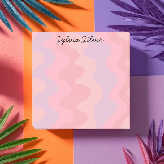 ピンクカーブカスタムシックモノグラムパーソナライズされた ポストイット