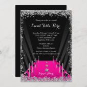 ピンクカーペットハリウッドシルバーグリッターフォーマルイベント 招待状 (正面/裏面)