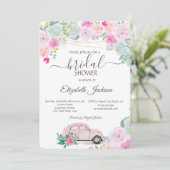 ピンクカーライツシックバラブライダルシャワー 招待状 (スタンド正面)