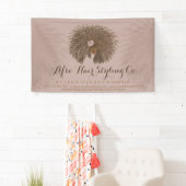 ピンクカールアフロ美容師 横断幕 (インサイチュ)