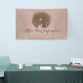 ピンクカールアフロ美容師 横断幕 (トレードショー)