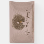 ピンクカールアフロ美容師 横断幕 (縦)