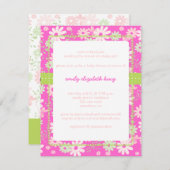 ピンクガかわいらしーデンのベビーシャワー/ディーカラー 招待状 (正面/裏面)