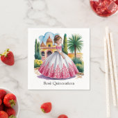 ピンクガウンとホワイトガウンに身を包んだキンセアニラの少女 スタンダードカクテルナプキン (インサイチュ)