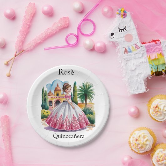 ピンクガウンとホワイトガウンに身を包んだキンセアニラの少女 ペーパープレート (パーティー)