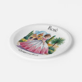 ピンクガウンとホワイトガウンに身を包んだキンセアニラの少女 ペーパープレート (アングル)