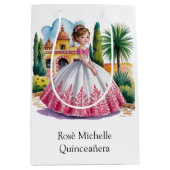 ピンクガウンとホワイトガウンに身を包んだキンセアニラの少女 ミディアムペーパーバッグ (正面)