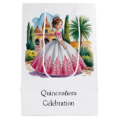 ピンクガウンとホワイトガウンに身を包んだキンセアニラの少女 ミディアムペーパーバッグ (裏面)