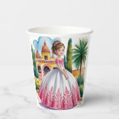 ピンクガウンとホワイトガウンに身を包んだキンセアニラの少女 紙コップ (裏面)