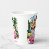 ピンクガウンとホワイトガウンに身を包んだキンセアニラの少女 紙コップ (左)