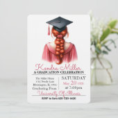 ピンクガウン水彩卒業招待状 招待状 (スタンド正面)