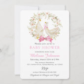 ピンクガチョウ鴨の野生の花の赤ちゃんシャワー招待状 招待状 (正面)