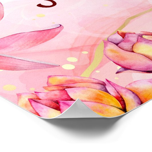 ピンクガネシャロータス結婚インディアンの歓迎サイン ポスター (角)