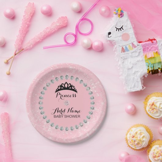 ピンクガパーソナライズされたールプリンセスベビーシャワー ペーパープレート (パーティー)