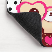 ピンクガラスを持つかわいいチョコレートくま マウスパッド (コーナー)