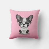 ピンクガラスを持つかわいいフレンチ・ブルドッグの子犬 クッション (裏面)