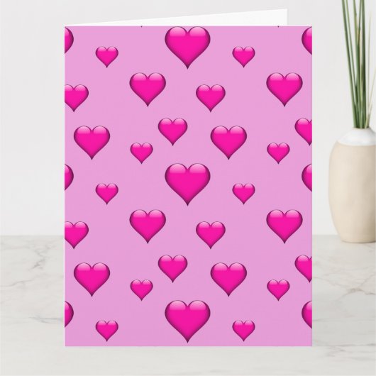 ピンクガラスハートタイル縦型カスタマイズ可能 カード (正面)