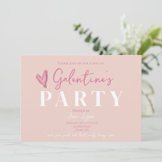ピンクガレンティーンズガールフレンズパーティの招待状 招待状 (スタンド正面)