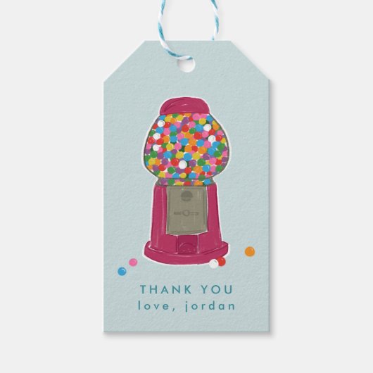 ピンクガンボールマシンキャンディバブルガムありがとう ギフトタグ (正面)