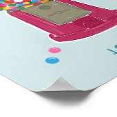 ピンクガンボールマシンキャンディバブルガムパーソナライズされた ポスター (角)